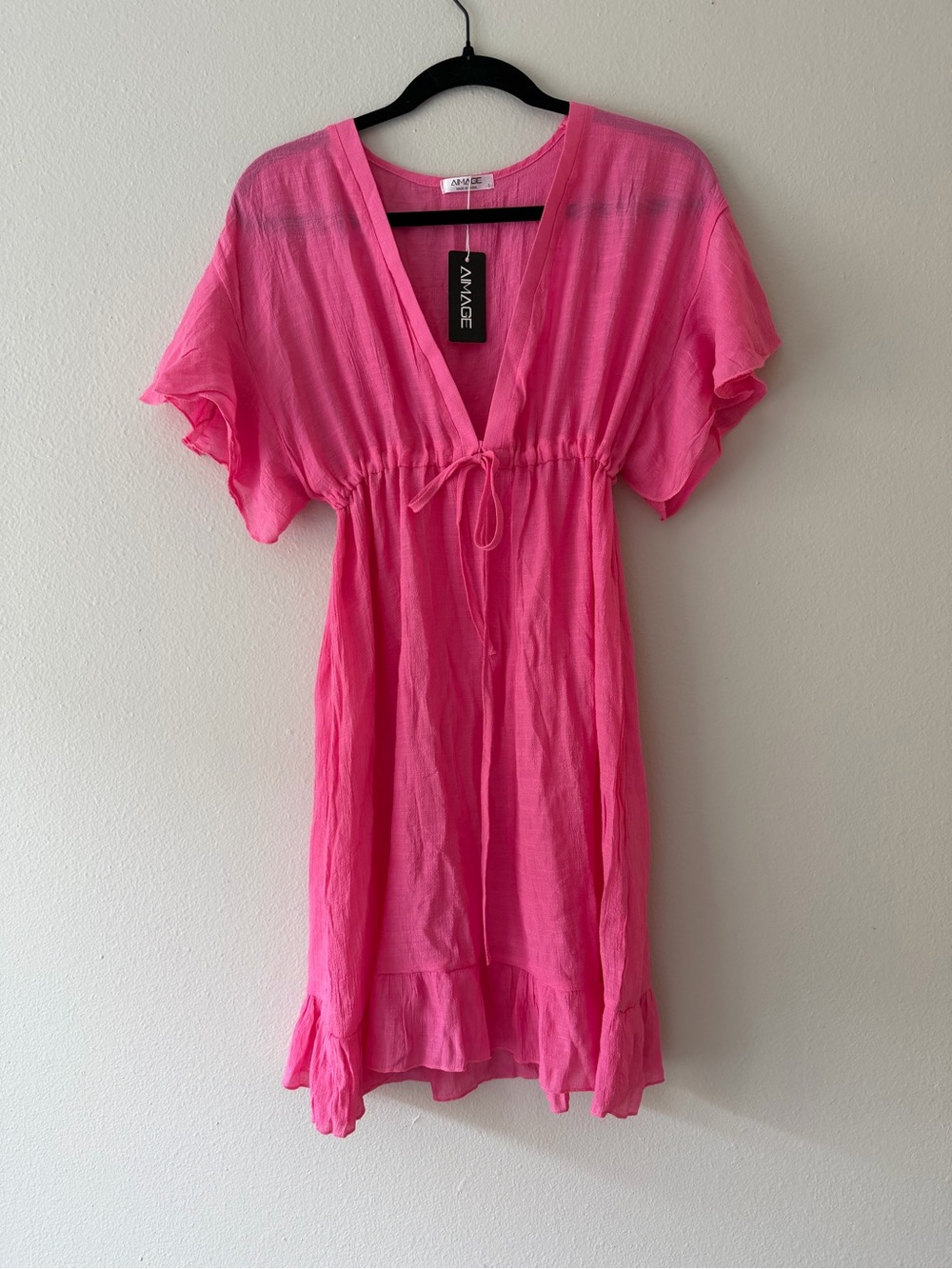 Hot Pink V-Neck Ruffle Dress - Picture 4 of 6